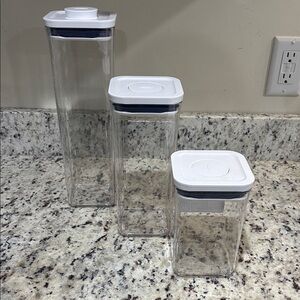 Airtight Food Storage Container Set - Clear with White Lids